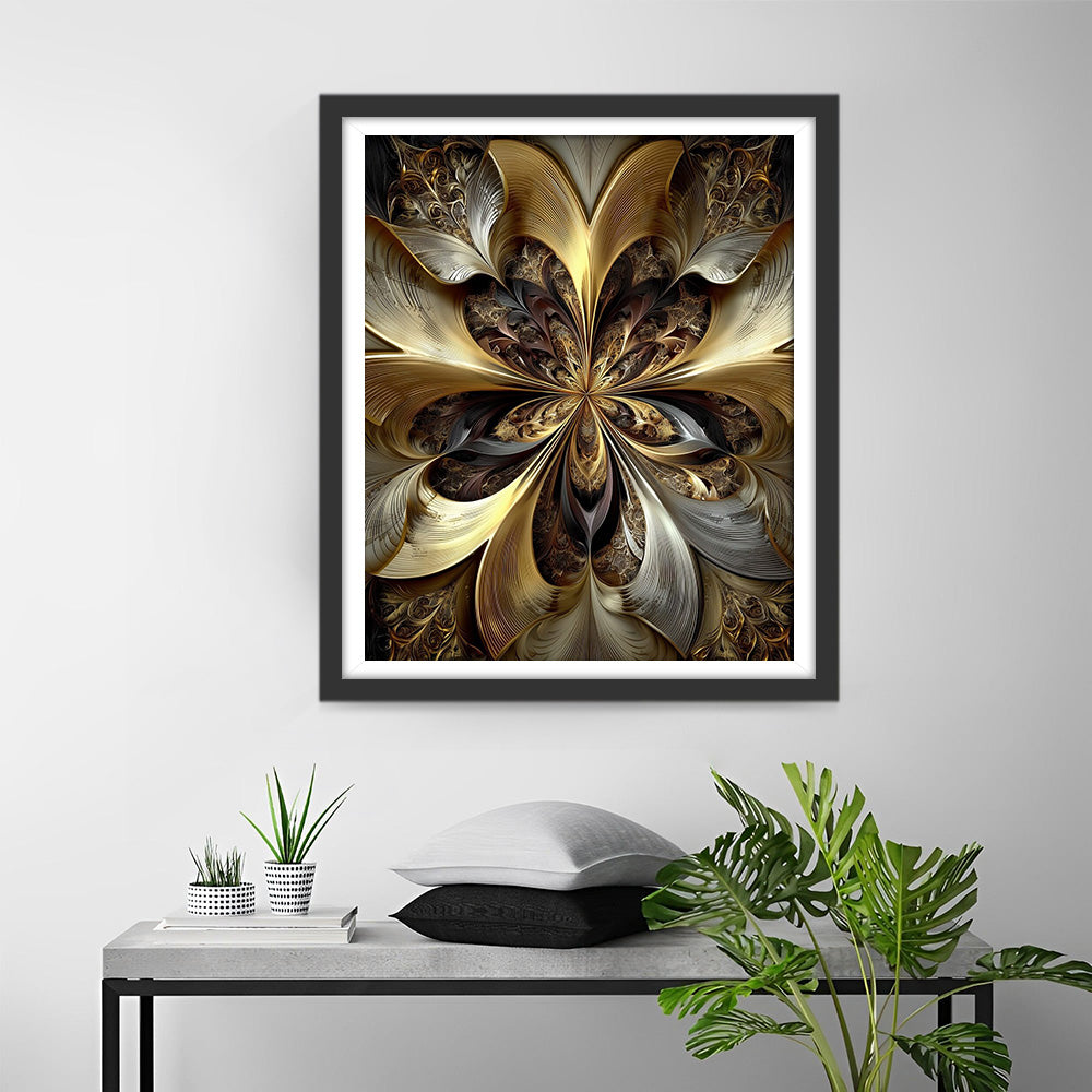 A Golden-Brown Abstract Flower Diamond Painting