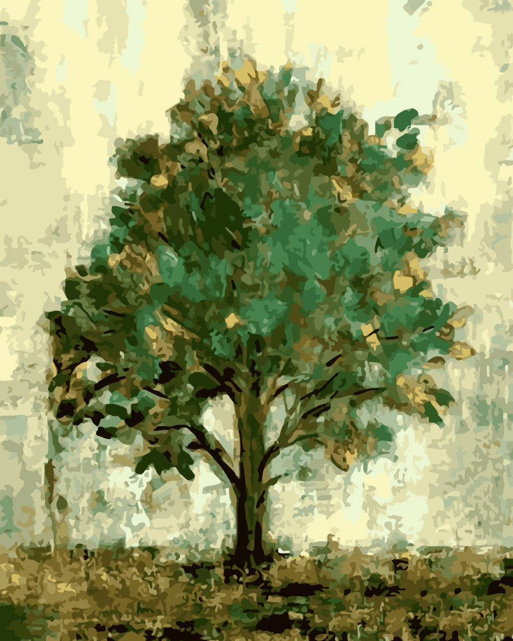 A Golden Green Tree Diamond Painting
