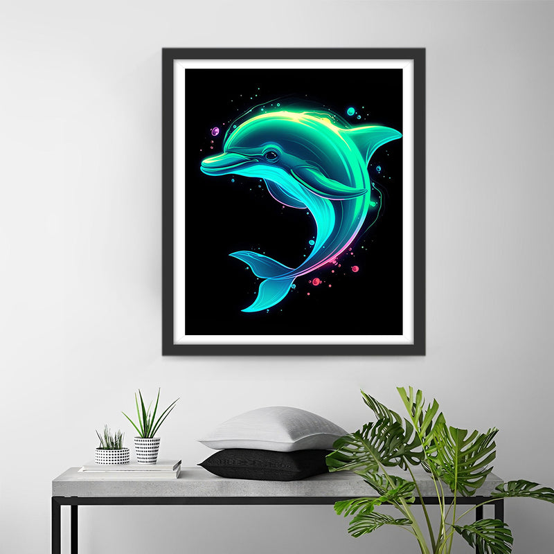 A Happy Glowing Dolphin Diamond Painting