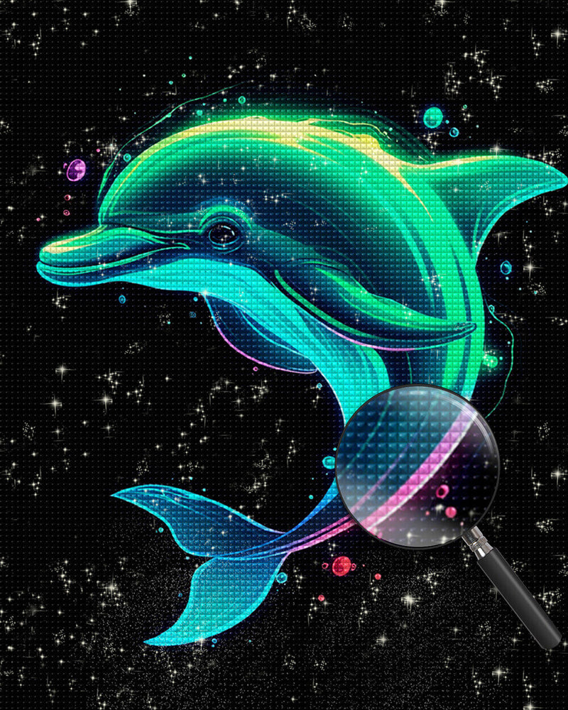 A Happy Glowing Dolphin Diamond Painting