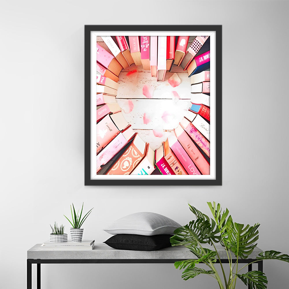 A Heart Surrounded by Books Diamond Painting