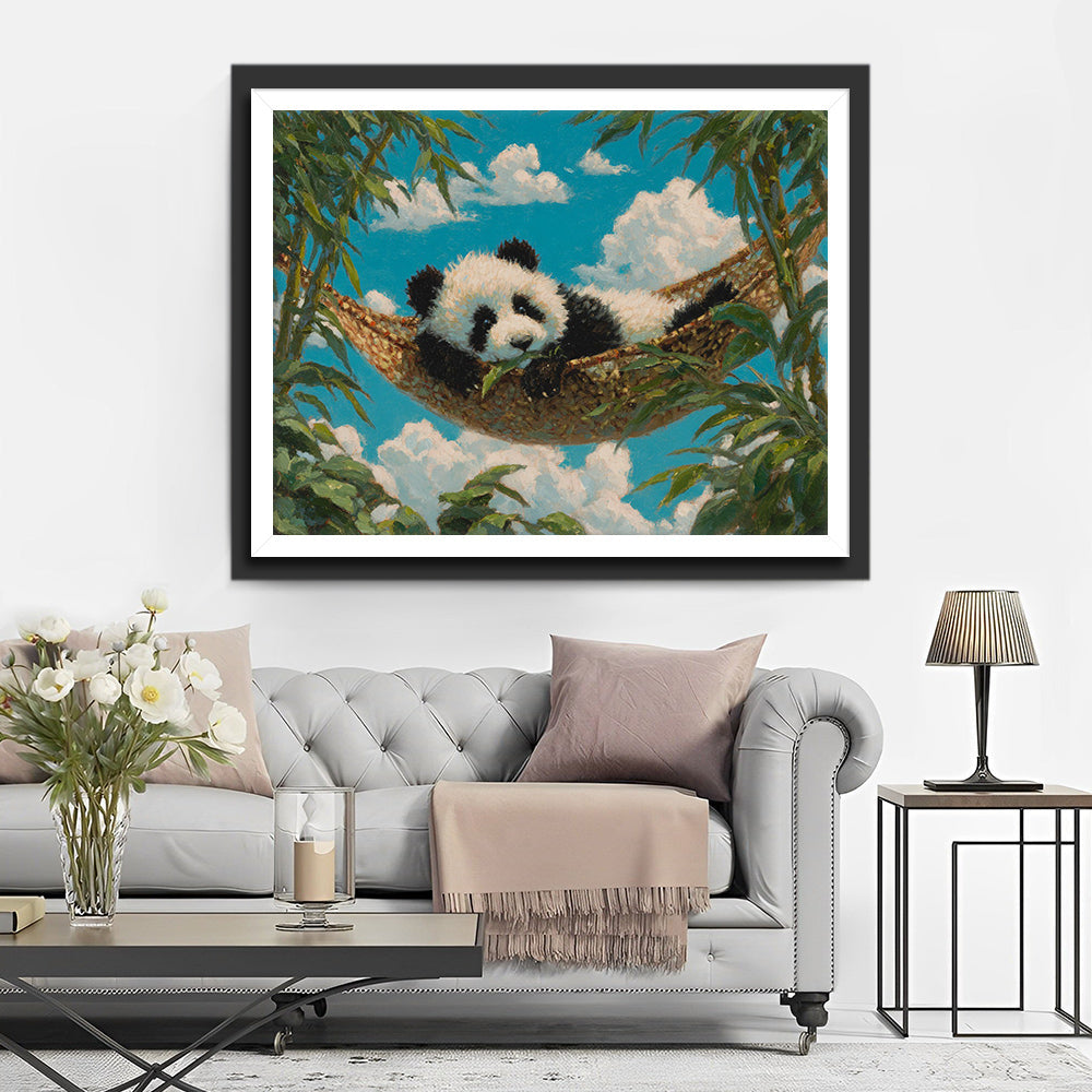 A Panda Lying in a Hammock Diamond Painting