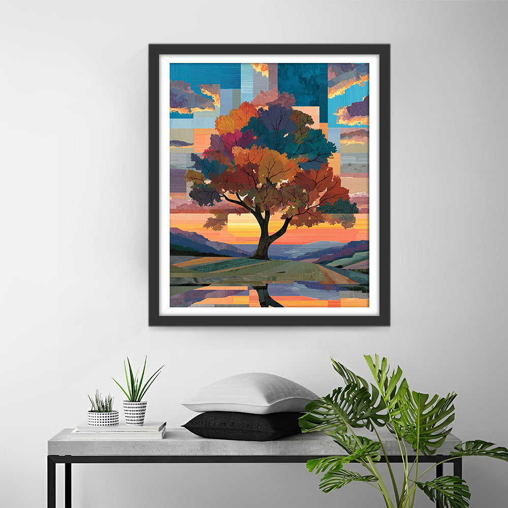 A Tree in an Autumn Field Diamond Painting