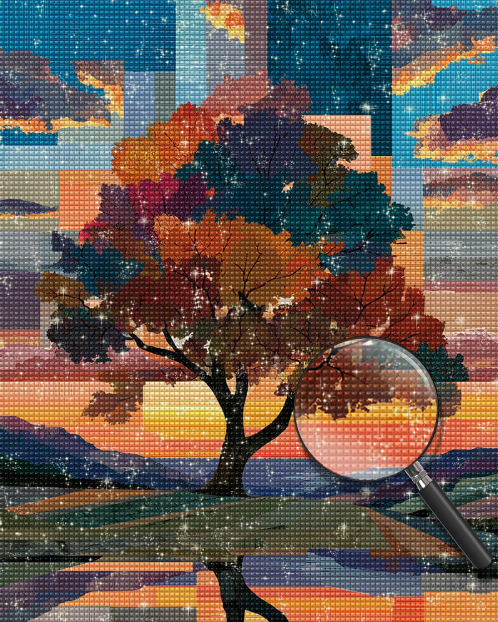A Tree in an Autumn Field Diamond Painting
