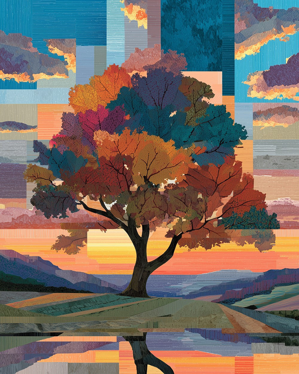 A Tree in an Autumn Field Diamond Painting