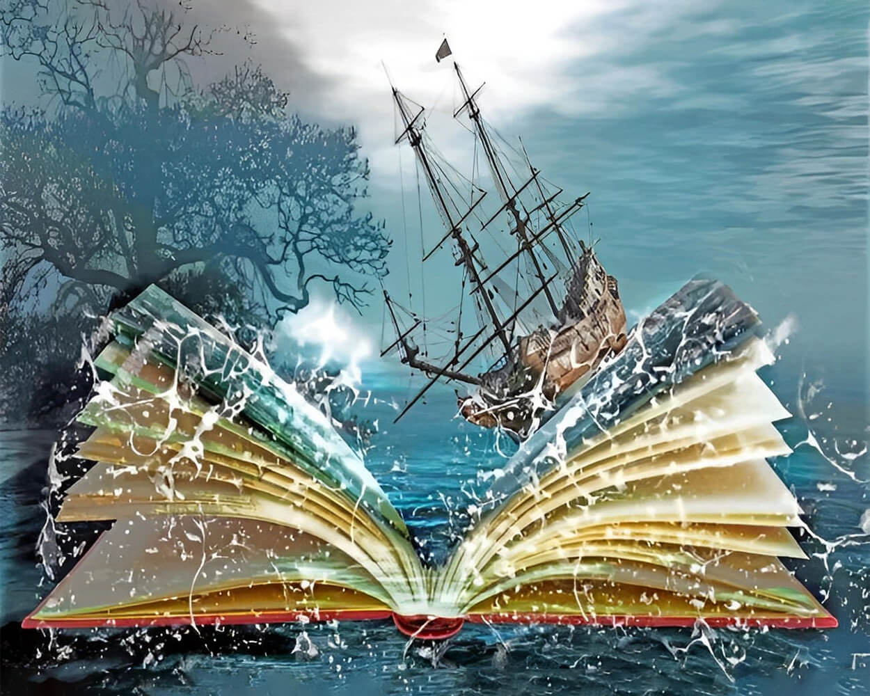 Abstract Book, Sea and Ship Diamond Painting
