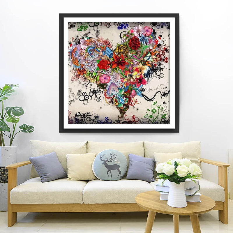 Abstract Flower Heart Diamond Painting