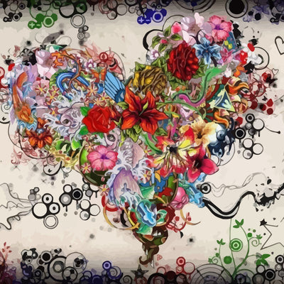 Abstract Flower Heart Diamond Painting