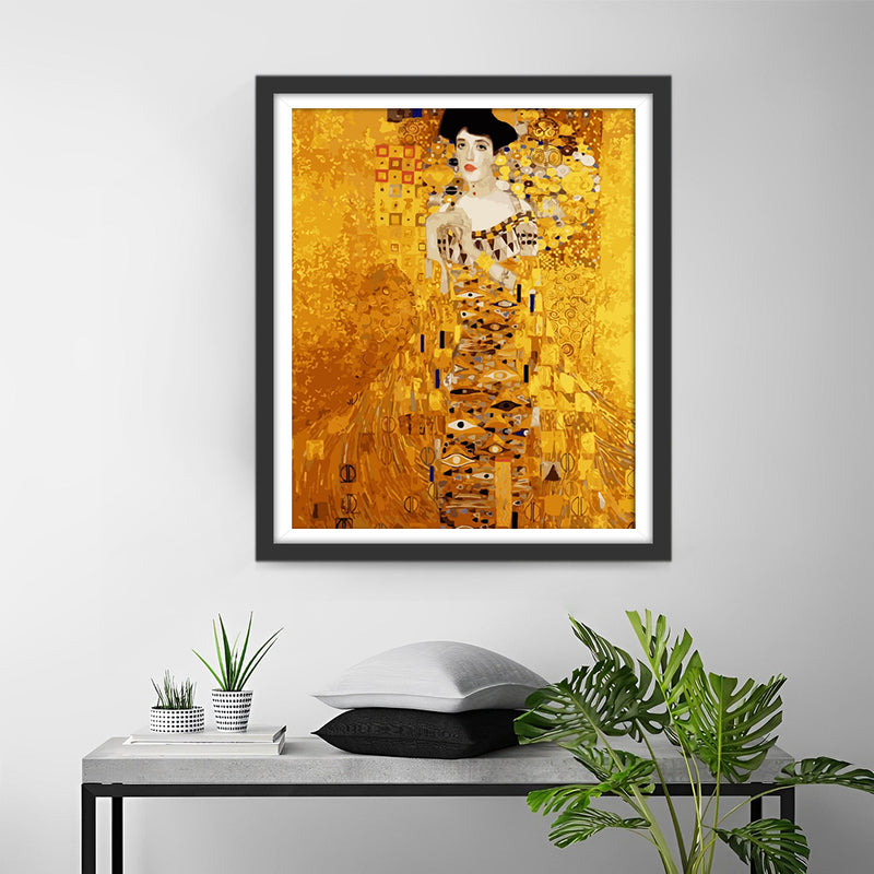 Abstract Lady in a Gold Dress Diamond Painting