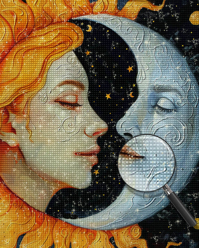 Abstract Sun and Moon Woman Diamond Painting