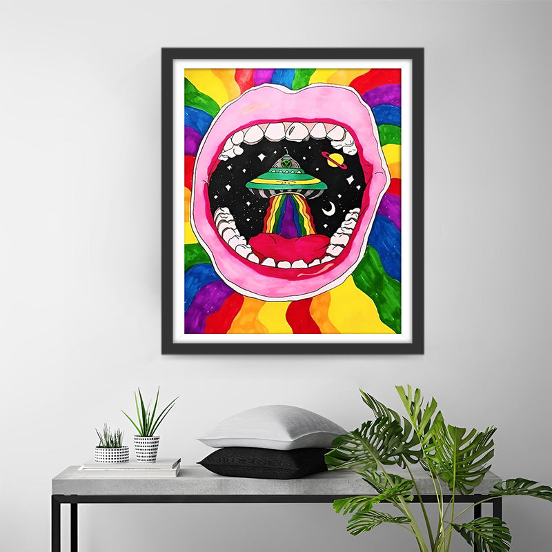 Abstract Trippy Alien and Spaceship Diamond Painting