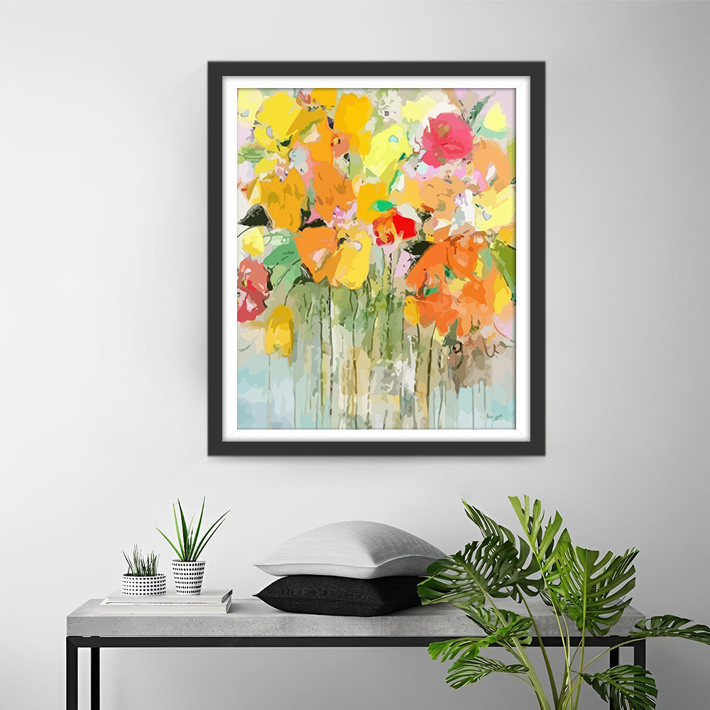 Abstract Yellow Flowers Diamond Painting