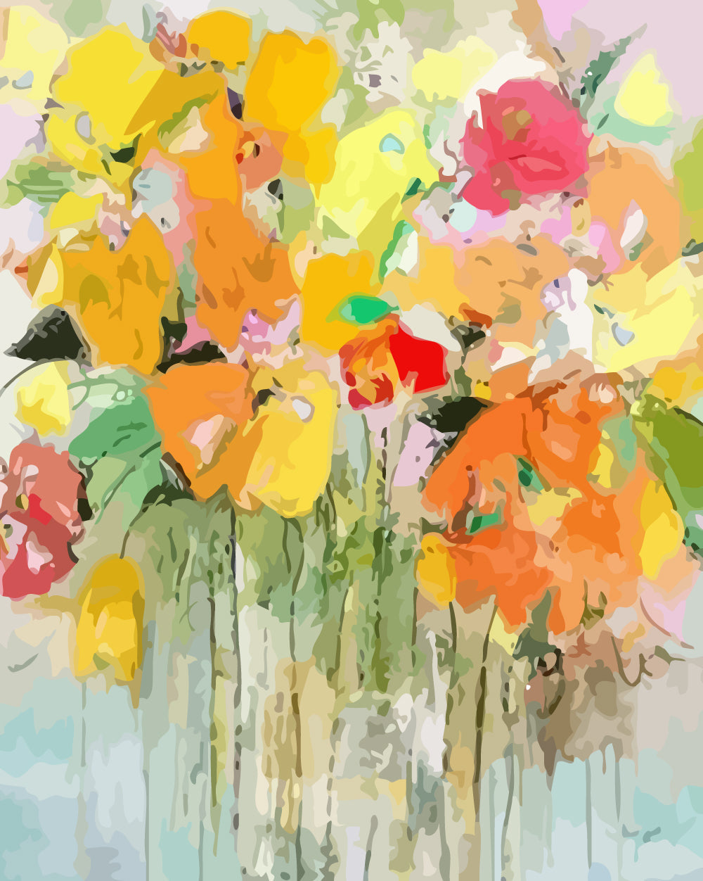 Abstract Yellow Flowers Diamond Painting