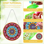 Acrylic Blue Lotus Mandala Diamond Painting Hanging Pendant