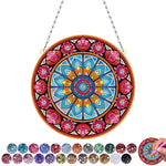 Acrylic Blue Lotus Mandala Diamond Painting Hanging Pendant