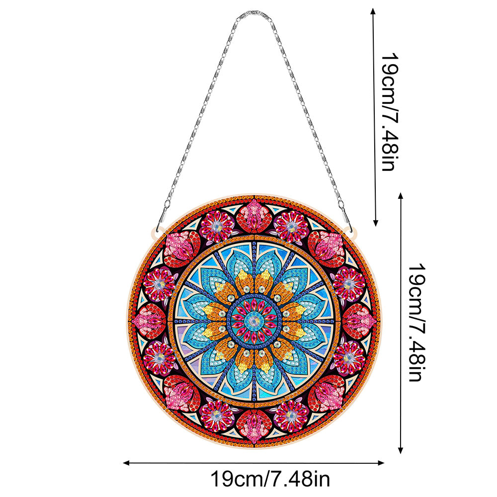 Acrylic Blue Lotus Mandala Diamond Painting Hanging Pendant