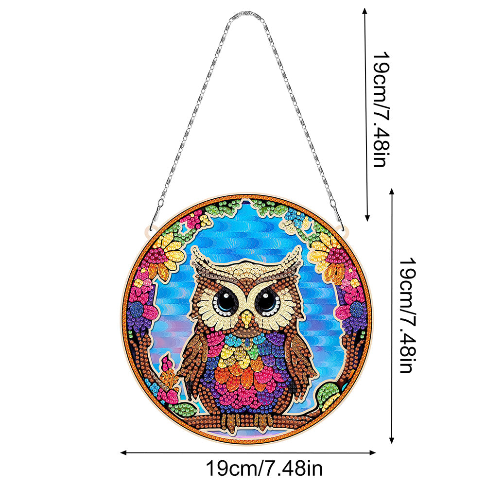 Acrylic Cartoon Owl Diamond Painting Hanging Pendant