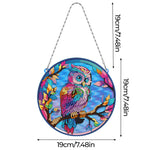 Acrylic Colorful Owl on Branch Diamond Painting Hanging Pendant