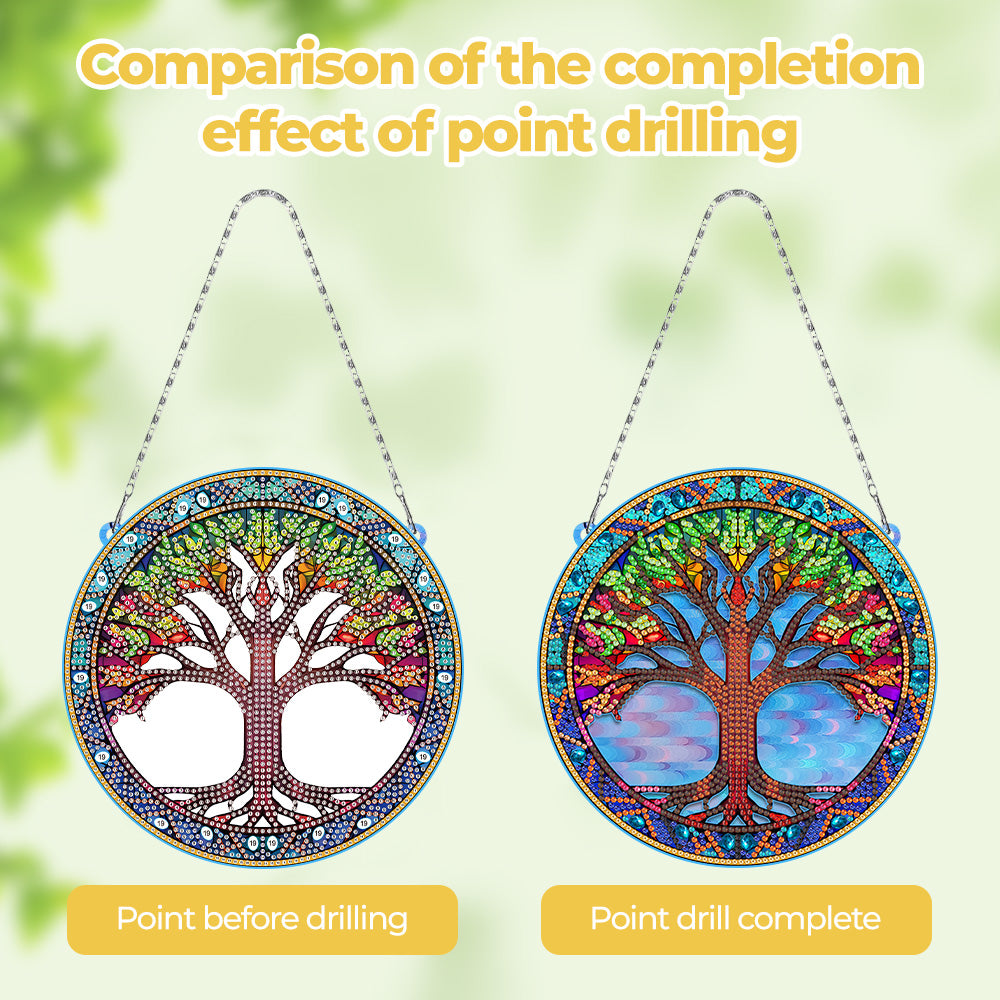 Acrylic Colorful Tree of Life Diamond Painting Hanging Pendant