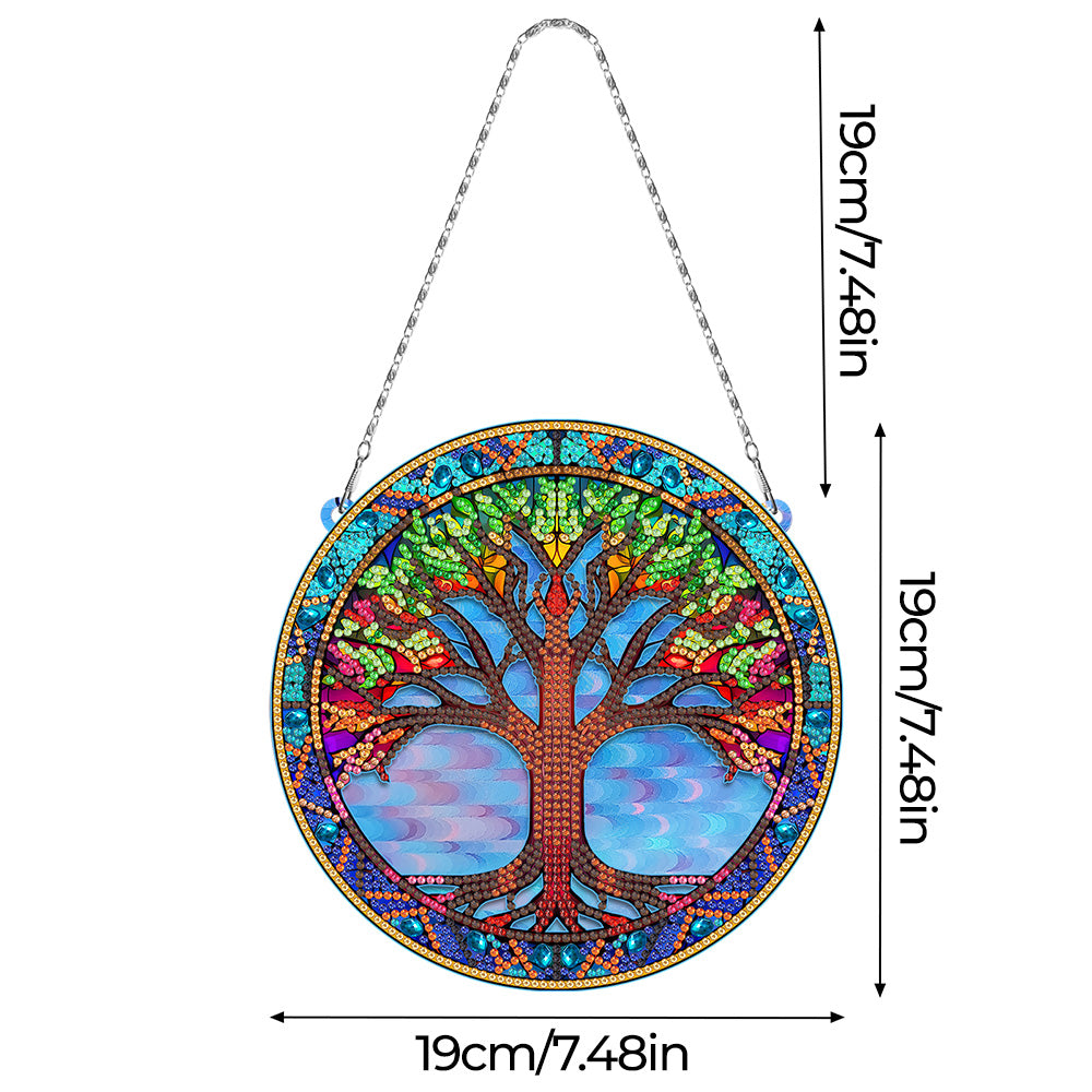 Acrylic Colorful Tree of Life Diamond Painting Hanging Pendant