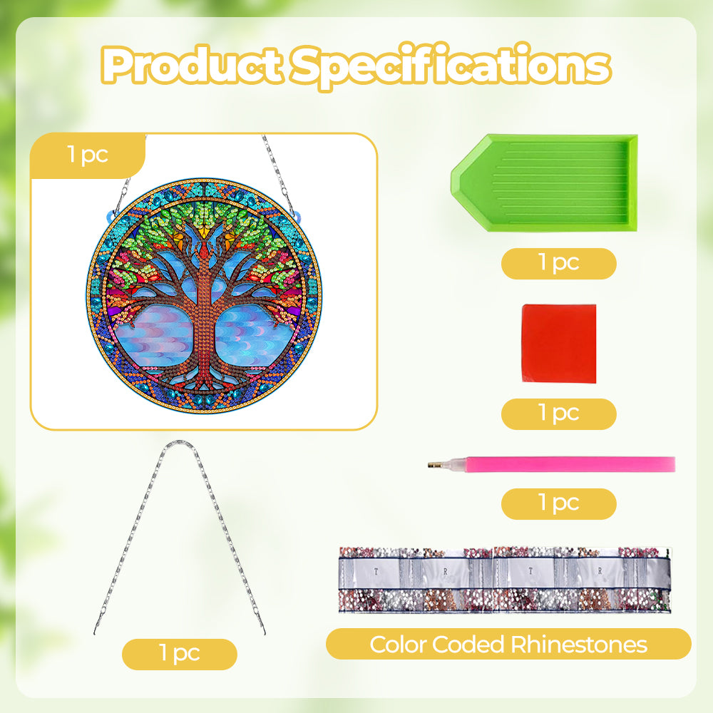 Acrylic Colorful Tree of Life Diamond Painting Hanging Pendant