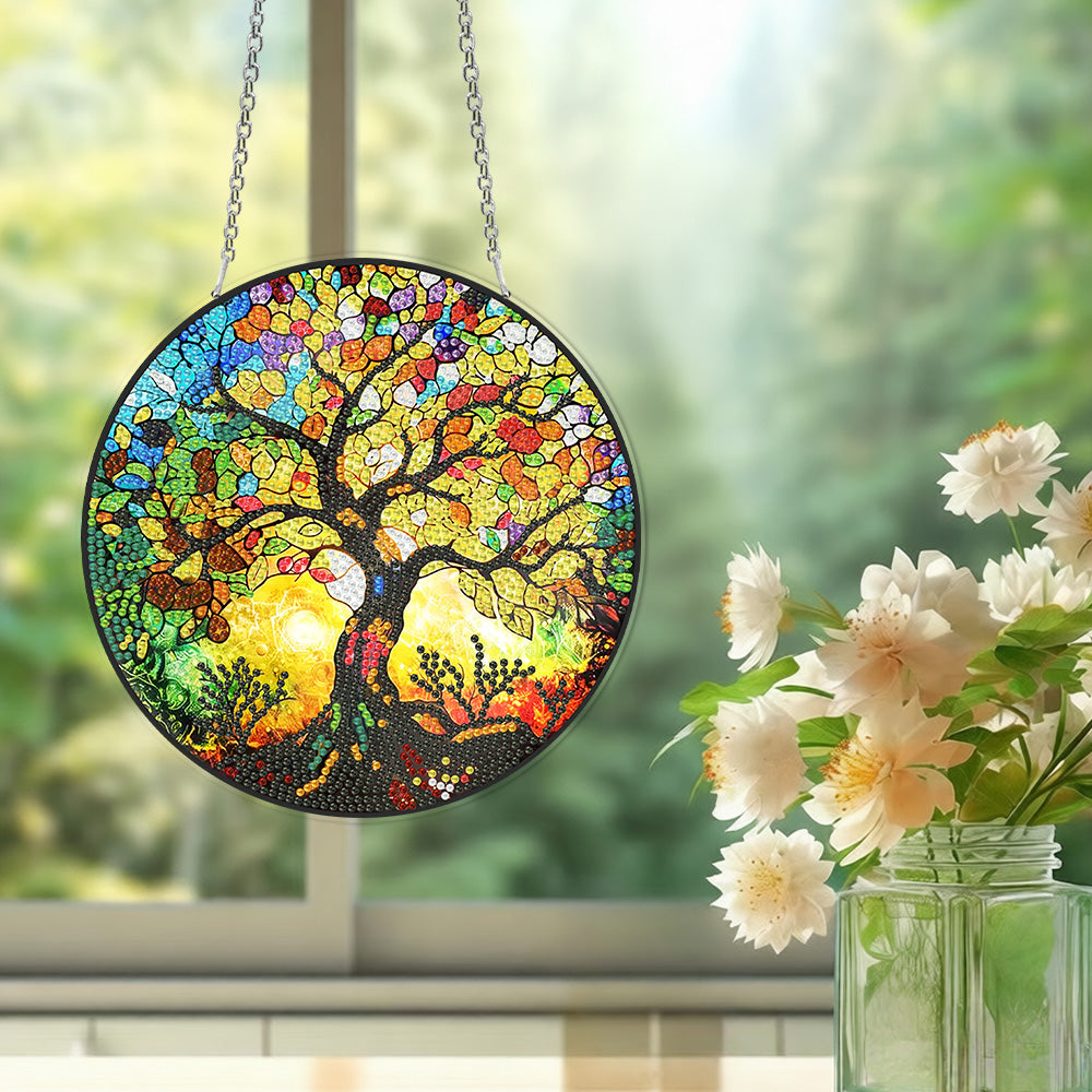 Acrylic Flourishing Tree of Life Diamond Painting Hanging Pendant