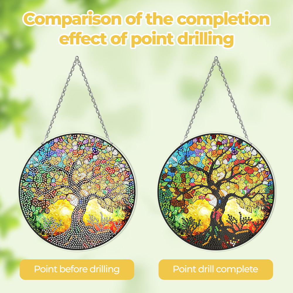 Acrylic Flourishing Tree of Life Diamond Painting Hanging Pendant