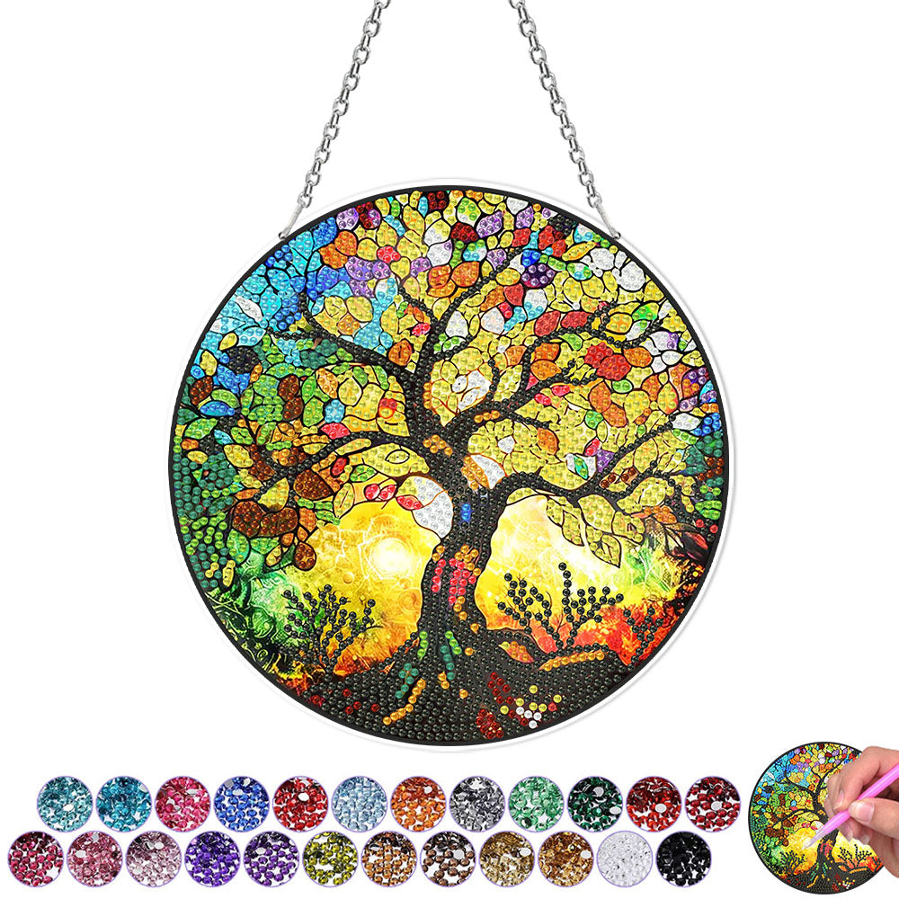 Acrylic Flourishing Tree of Life Diamond Painting Hanging Pendant