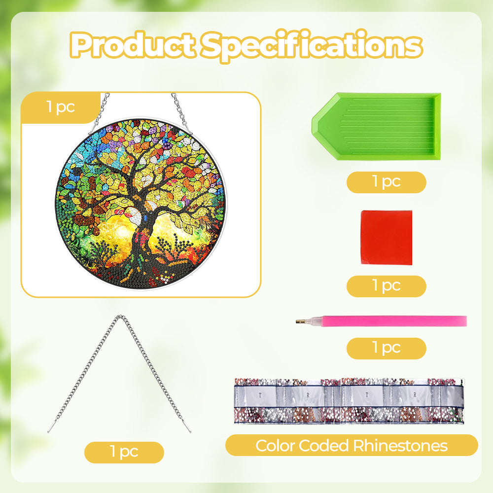 Acrylic Flourishing Tree of Life Diamond Painting Hanging Pendant