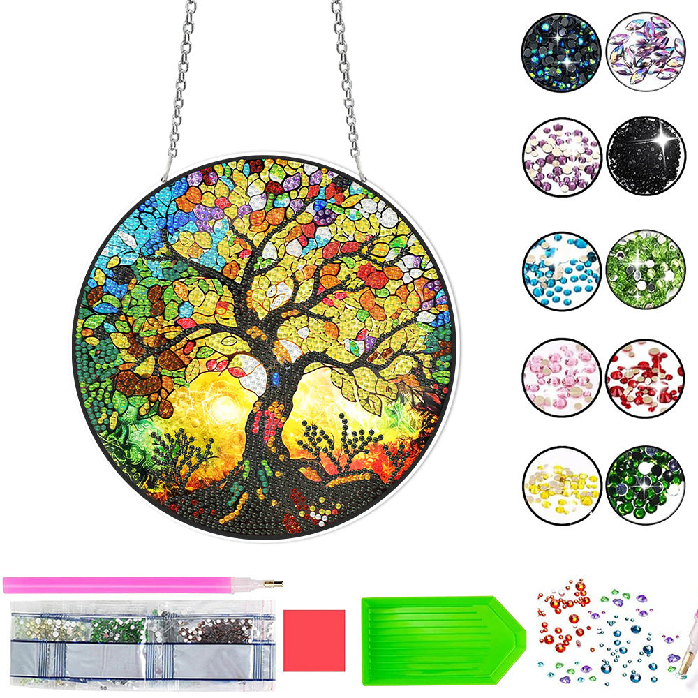Acrylic Flourishing Tree of Life Diamond Painting Hanging Pendant