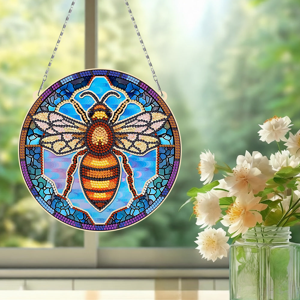 Acrylic Golden Queen Bee Diamond Painting Hanging Pendant
