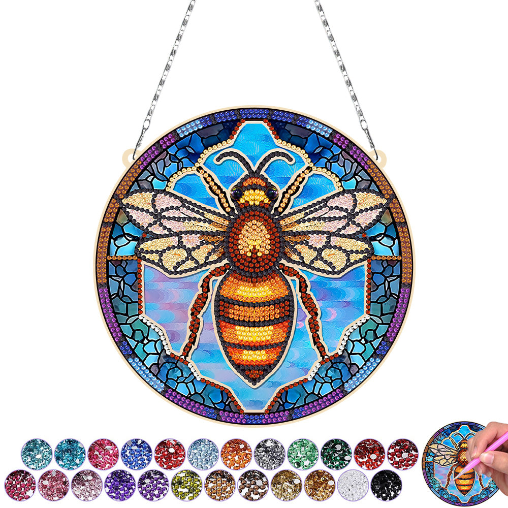 Acrylic Golden Queen Bee Diamond Painting Hanging Pendant
