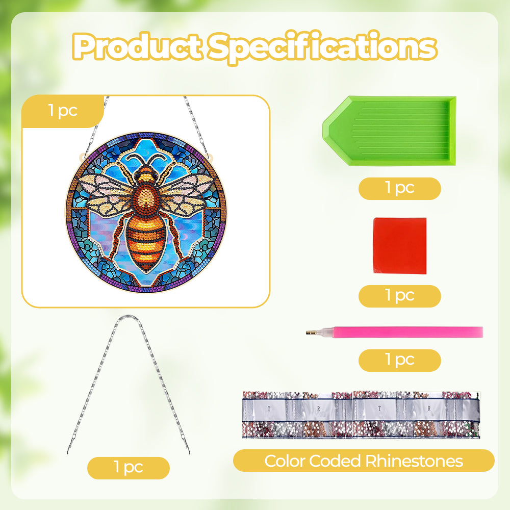 Acrylic Golden Queen Bee Diamond Painting Hanging Pendant