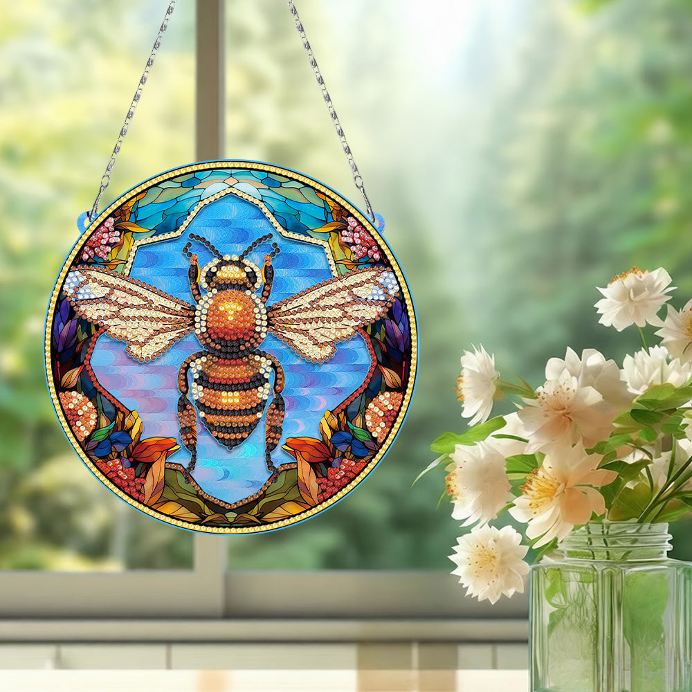 Acrylic Industrious Bee Diamond Painting Hanging Pendant