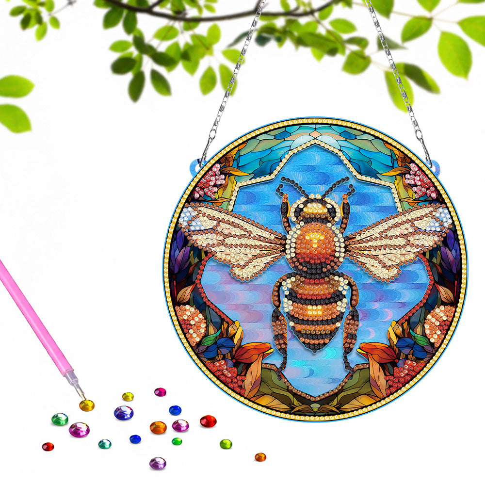 Acrylic Industrious Bee Diamond Painting Hanging Pendant