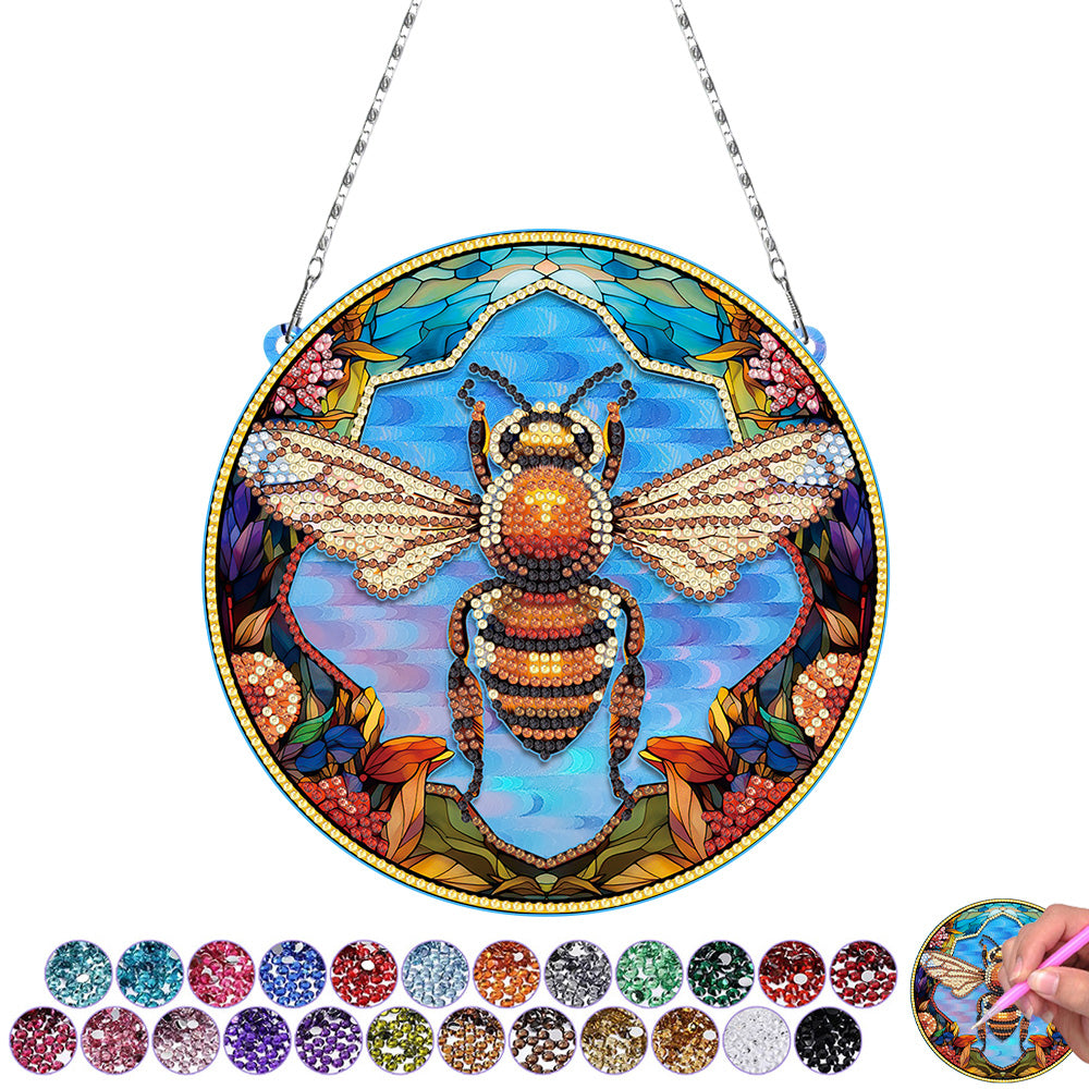 Acrylic Industrious Bee Diamond Painting Hanging Pendant
