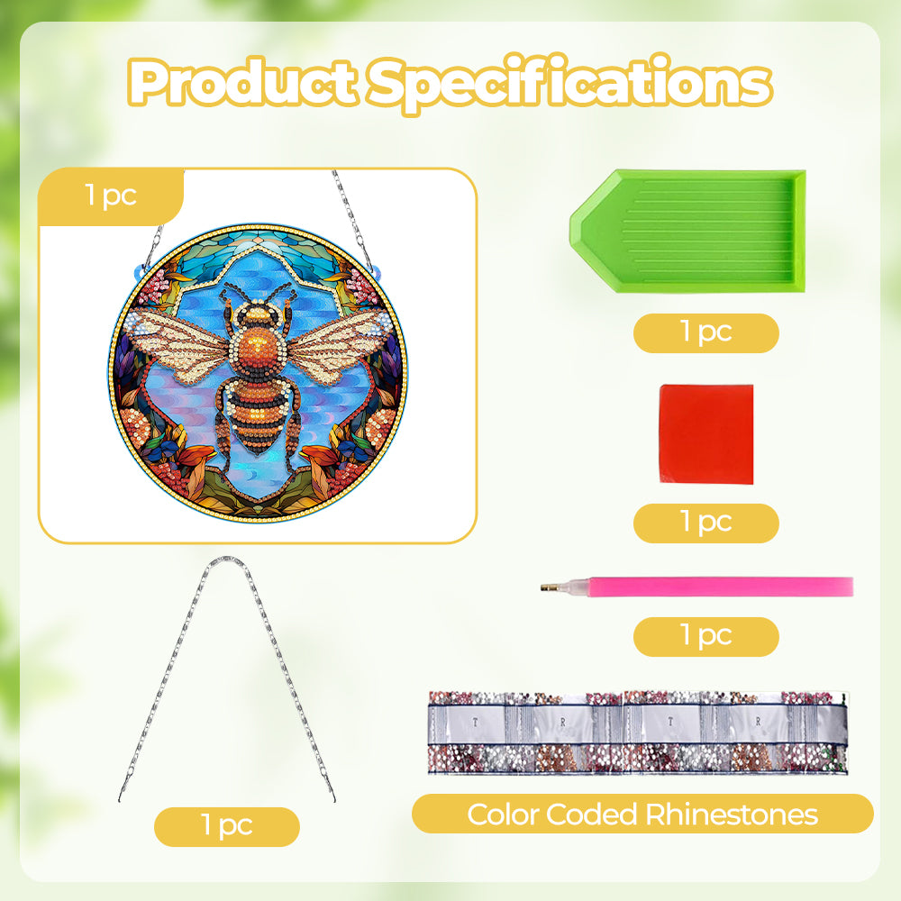 Acrylic Industrious Bee Diamond Painting Hanging Pendant