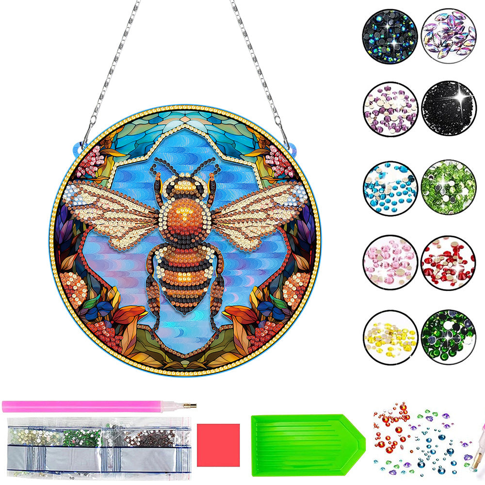 Acrylic Industrious Bee Diamond Painting Hanging Pendant