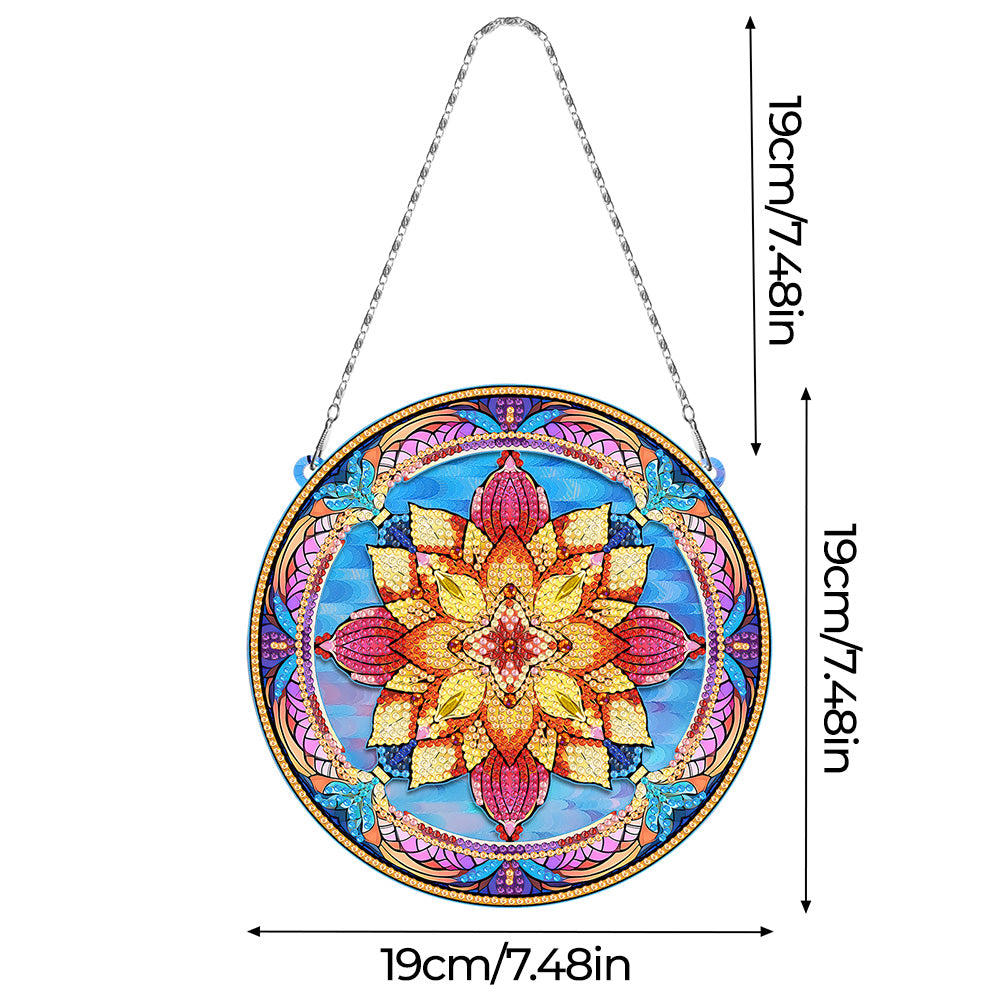 Acrylic Mandala Lotus Flower Diamond Painting Hanging Pendant