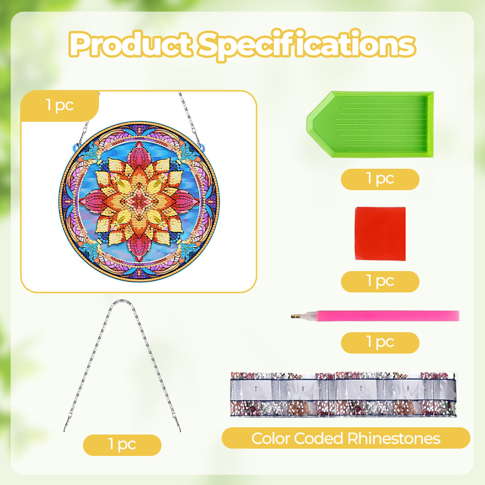 Acrylic Mandala Lotus Flower Diamond Painting Hanging Pendant