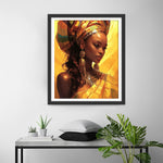 African Woman Wearing Gold Jewelry Diamond Painting