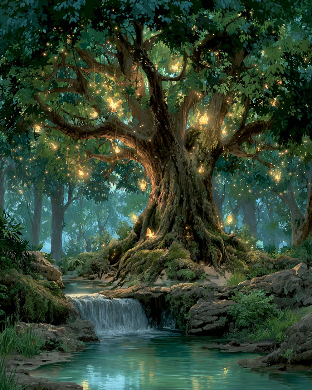 Ancient Fairy Tree in the Forest Diamond Painting