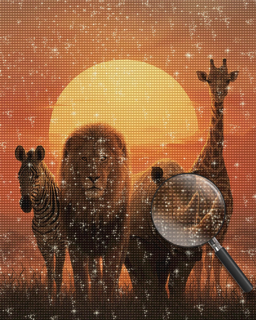 Animals of the African Savanna at Sunset Diamond Painting