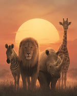 Animals of the African Savanna at Sunset Diamond Painting