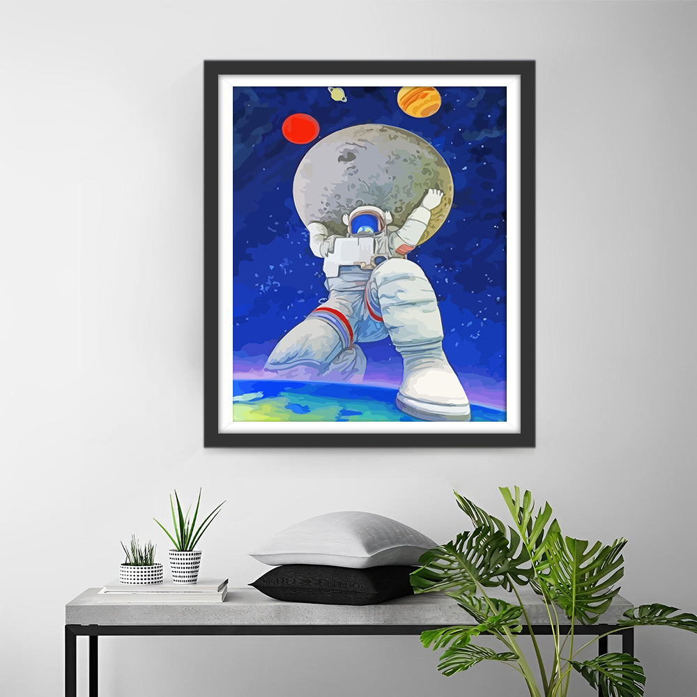 Astronaut Carrying the Planet Diamond Painting