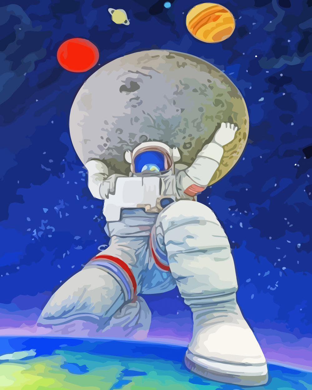 Astronaut Carrying the Planet Diamond Painting