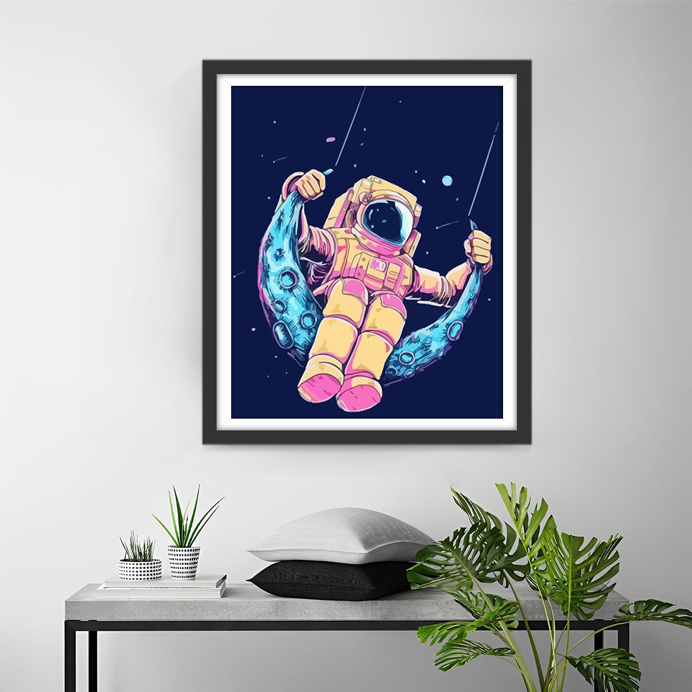 Astronaut Sitting on the Moon Diamond Painting