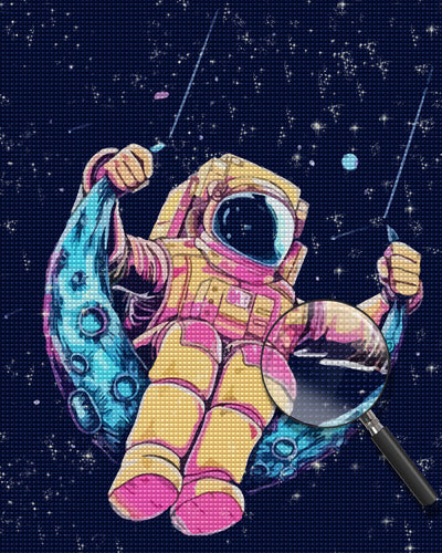 Astronaut Sitting on the Moon Diamond Painting