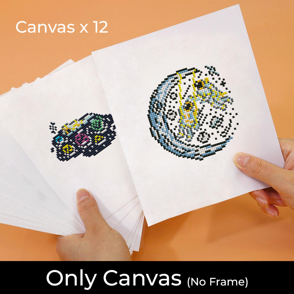 Astronauts and the Moon 12Pcs - Mini Diamond Painting Kit