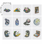 Astronauts and the Moon 12Pcs - Mini Diamond Painting Kit